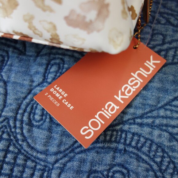 SONIA KASHUK Large Dome Case Makeup Bags (2 Pieces) White Cheetah NWT! - Picture 9 of 11